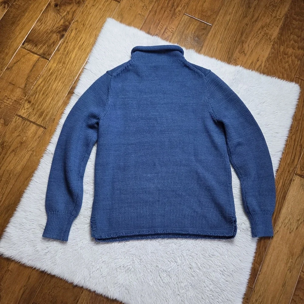 Quaker Marine Supply Fishermans Sweater Roll Neck Men's Medium Blue